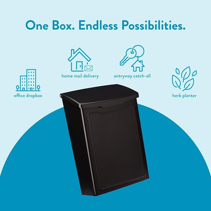 Architectural Mailboxes 2681B Black Marina Wall Mount Mailbox, Small | Galvanized steel build for outside with weather-resistant outdoor construction and a rust-resistant powder-coat finish.