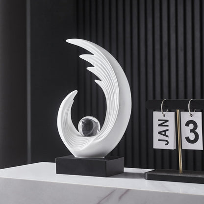 FJS Modern White Statue, Resin Shelf Decor, Abstract Art Sculptures for Living Room, Bookshelf, Dining Room, Office, Coffee Table, TV Stand