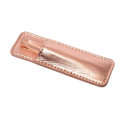 Tweezerman Rose Gold Mini Slant Tweezer with Case - Eyebrow Tweezers for Women and Men