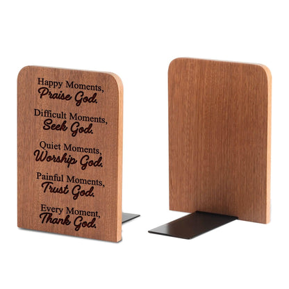 Christian Book Ends, Religious Book Ends, Christian Gifts for Women Men, Novelty Bookends Unique, Heavy Duty Wooden Bookends for Shelves Decorative(1 Pair, 4.72x6.69 Inches) - Moment