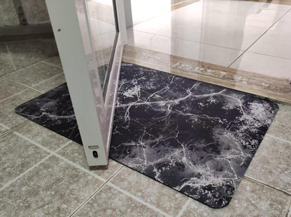 Nauegol Ultra-Thin Anti-Slip (0.16" Thick), Soft & Highly Absorbent Floor Mat with Marble Pattern, Easy to Clean & Store, Ideal for Bathroom & Kitchen(Grey,24 * 36)