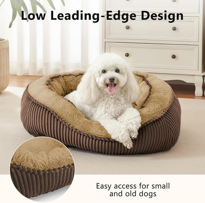 Dog Beds for Small Medium Large Dogs & Cats. Washable Pet Bed, Orthopedic Dog Sofa Bed, Soft Calming Sleeping Warming Puppy Bed (Brown, Small-(20’’x 19’’x 6’’))