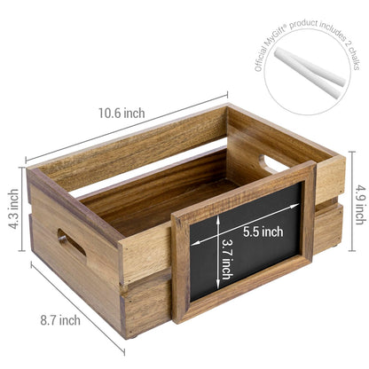 MyGift Premium Acacia Wood Tabletop Decorative Storage Crate, Guest Gift Card Box with Chalkboard Label for Wedding Birthday Graduation Party