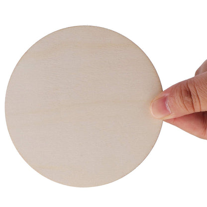 Foraineam 100 Pieces 4 Inch Unfinished Wood Circle Cutouts Round Natural Wooden Craft Circles Slices for Wooden Coasters, DIY Crafts, Painting, Writing, Engraving and Home Decoration