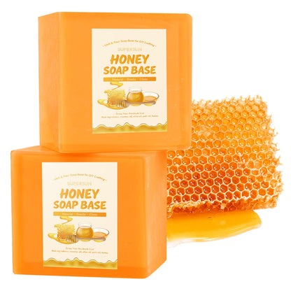 SUPERSUN 2lb Honey Soap Base for Soap Making Supplies,Moisturizing Melt and Pour Sope Base for DIY Handmade,All Natural and Gentle on Skin,Organic Soap Making Kit for Adults,Easy to Cut