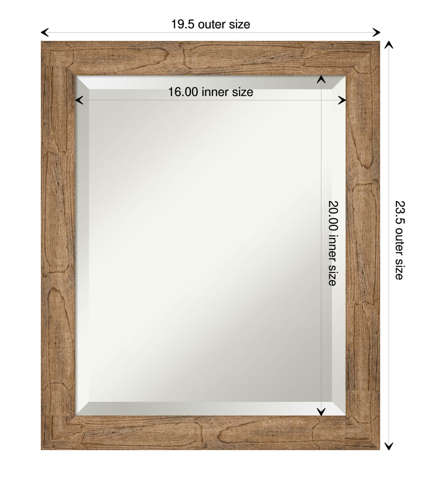Amanti Art Brown Bathroom Mirror for Over Sink, 24x20 Owl Brown Narrow Rectangle Vanity Mirror, Small Rustic Farmhouse Wood Frame, Hangs Horizonally and Vertically, Bathroom Wall Decor, Beveled Edge