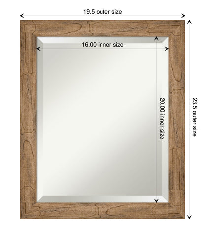 Amanti Art Brown Bathroom Mirror for Over Sink, 24x20 Owl Brown Narrow Rectangle Vanity Mirror, Small Rustic Farmhouse Wood Frame, Hangs Horizonally and Vertically, Bathroom Wall Decor, Beveled Edge