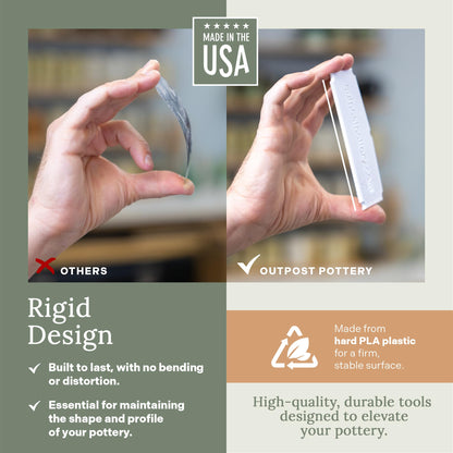 OUTPOST POTTERY Profile Ribs - Precision Pottery Rib Tools Made W/Durable PLA for Consistent Shapes, Floating Designs & Accurate Craft - Texture & Trimming Tools (Angular Bundle)