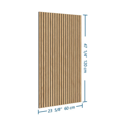 INNO STICKERS 4-Piece Wood Slat Wall Panel for Interior Wall Decor Noise Cancelling 47.2" x 23.6" Peel and Stick Acoustic Decorative 3D Sound Absorbing Wall Paneling, Natural Oak
