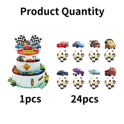 25 Pcs Car Cartoon Theme Happy Birthday Cake Toppers, Cute Cake Topper, This 25-Piece Birthday Cake Decoration Set is Absolutely the Perfect Choice for Your Party Celebrations.
