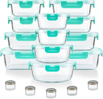 34pcs Glass Food Storage Containers
