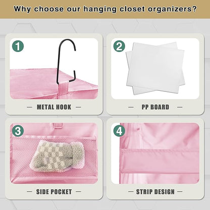 3-Shelf Hanging Closet Organizer and Storage, Foldable Hanging Closet Shelves