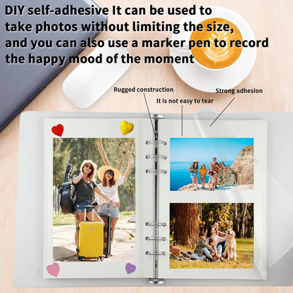 7x9 Inch 6-Ring Self Adhesive Photo Album with 30 Sheets/60 Pages, DIY Scrapbook Album with Decorative Stickers & Scraper Tool for Photos, Posters, Stamps