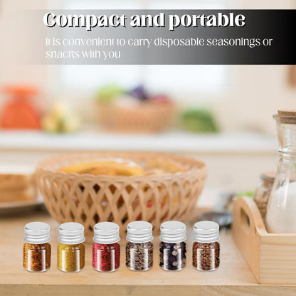ZSDRTYU Small Glass Jars With Lids, 100 Pack 5ml Small Jars Mini Jar With Lids Glass Bottles Mini Bottles For Diy Art Craft Storage (Silver)