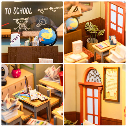 Foyucool DIY Miniature House Kit, Dollhouse Kit with LED Light, Mini House Building Kits for for Adult to Building, Mother's Day Home Decorations Gifts for Family and Friends, Classroom