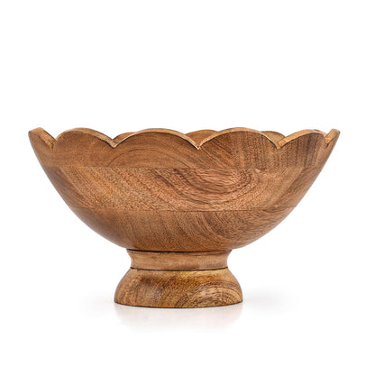 BHAVATU Salad Bowl Mango Wood Pedestal Fruit or Salad Bowl for Kitchen and Home Display & Table Centerpiece (10" X 10' X 4.75")