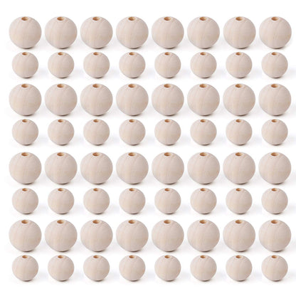 Foraineam 600 Pieces 20mm and 16mm Wood Beads Unfinished Natural Wooden Loose Beads Round Ball Wood Spacer Beads for Crafts DIY Jewelry Making