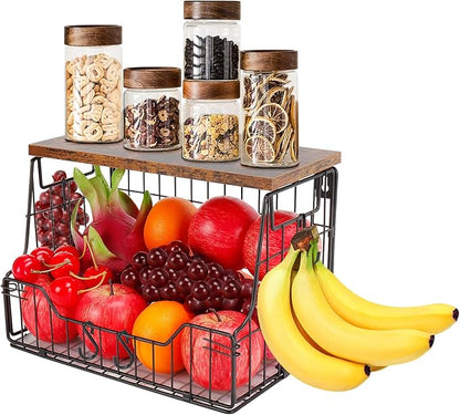 Livabber Fruit Basket for Kitchen, Metal Fruit Vegetable Storage Bin