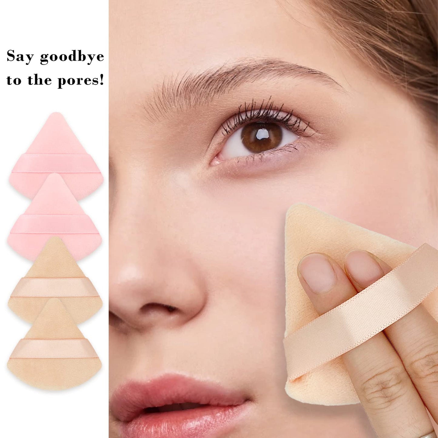 8Pcs of Triangular Powder Puff Makeup Sponges, Made of Super-soft Velvet, Designed for Contouring, Eye, and Corner, Beauty Blender Foundation Mixing Container.(Black)