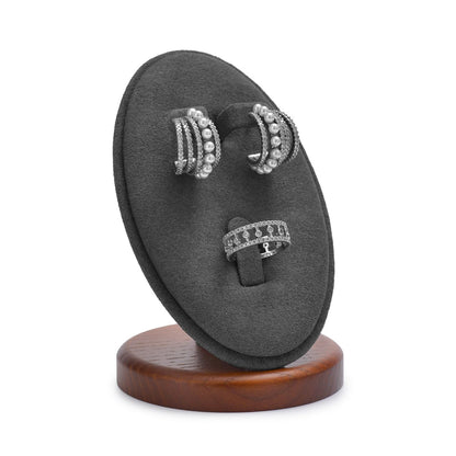 Woodten Solid Wood Jewelry Display Set Stand Jewelry Earrings Ring Stand Display Showcase(Grey)