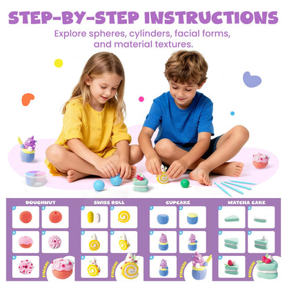 Air Dry Clay for Kids,12 Desserts Theme Party Foam Clay,Ultra Light Modeling Clay Kit, DIY Art and Home Party Favors for Boys & Girls (Dessert)