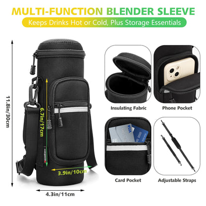 Portable Blender Personal Juicer for Shakes and Smoothies - 20 OZ Electric Protein Shaker Bottle with Insulated Sleeve, Travel Lid, USB-C Rechargeable - Mini Small Blender Cup for Kitchen, Office, Gym
