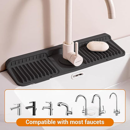 Faucet Mat for Kitchen Sink, 17.7"X5.5" Silicone Sink Splash Guard