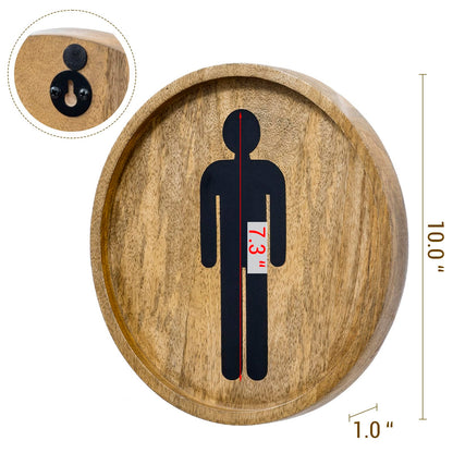 MyGift 10 Inch Round Rustic Solid Mango Wood Wall Hanging Mens and Womens Bathroom Signs with Matte Black Metal Cutout Male Female Gender Symbols, 2 Piece Set - Handcrafted in India