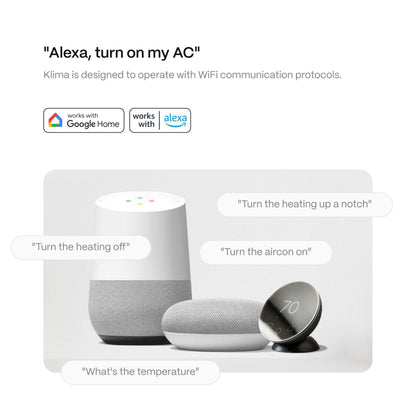 Boldr Klima Smart Thermostat for Air Conditioners, Window A/C, Mini Splits & Heat Pumps - Alexa & Google Home Compatible, WiFi Control App, Energy Saving, Easy DIY Install, Aluminum Silver