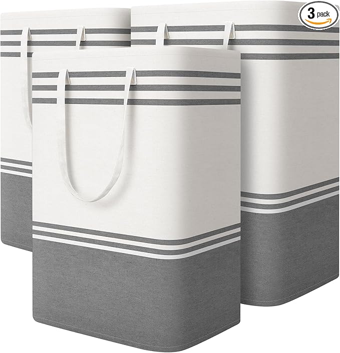 3 Pack Large Laundry Baskets, Laundry Hampers, Freestanding Waterproof