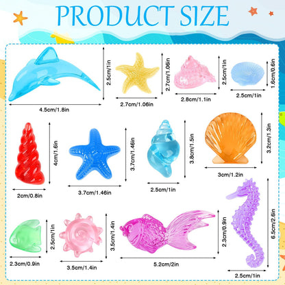 120 Pcs Acrylic Sea Shell Decorations, Ocean Themed Sensory Bin Fillers 3D Gems for Table Scatter Vase Filler and Pool Treasure Hunt Games