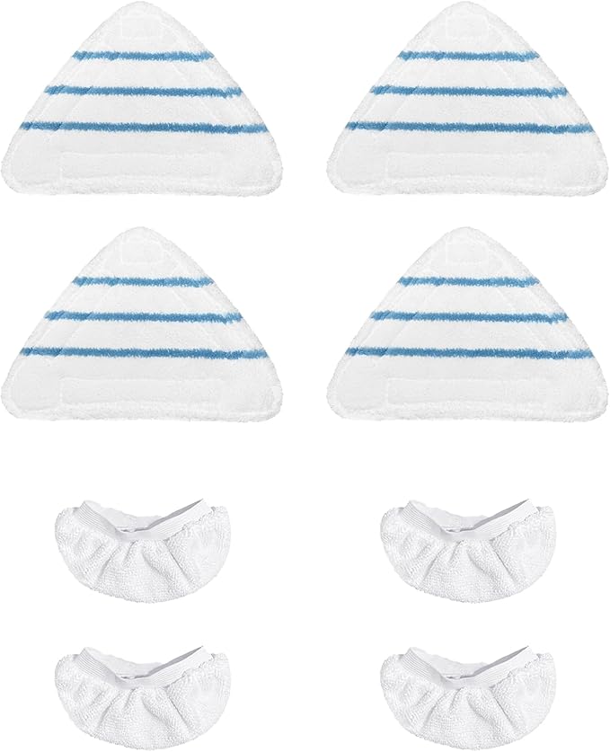 Reusable Steam Mop Pads Set, 4 Pack Steam Mop Pads & 4 Universal Microfiber