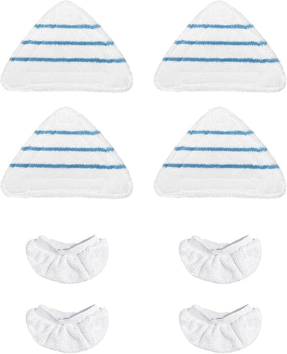 Reusable Steam Mop Pads Set, 4 Pack Steam Mop Pads & 4 Universal Microfiber