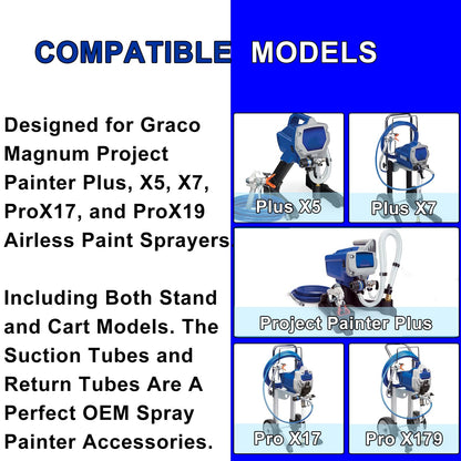ZVJV Premium Suction Tube Kit for Graco Magnum Project Painter Plus X5 X7 ProX17 ProX19 Stand/Cart Airless Paint Sprayer