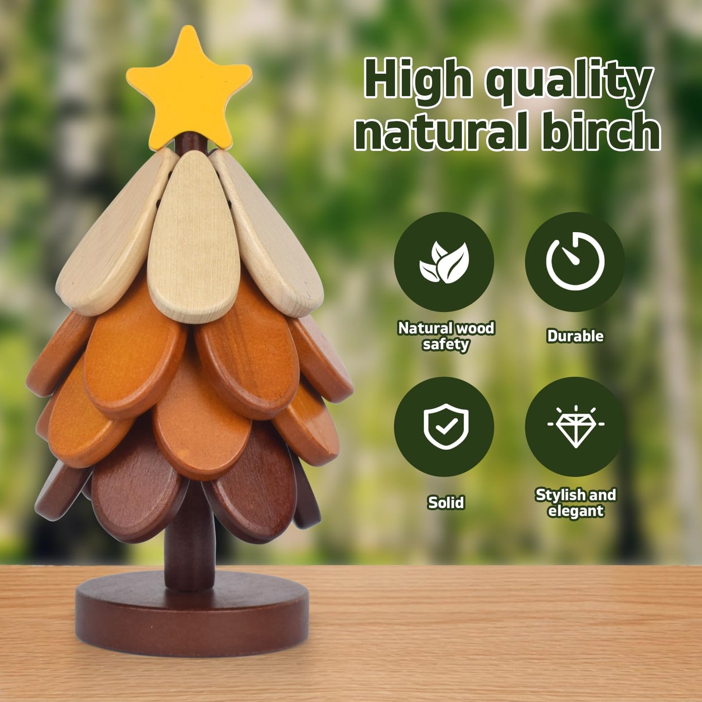Wooden Tree Trivets for Hot Dishes,Tree Trivet Coasters Christmas Tree Shape Trivet Set of 4 for Hot Pot Pans, Wood Coasters Table Decor Coaster for Bowls Teapots Drinks Plates