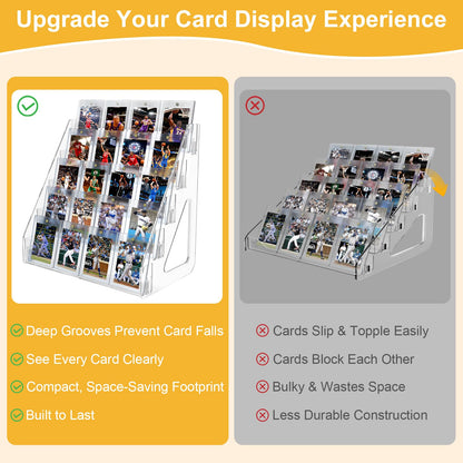 2 Pack Trading Card Display Stand, Greeting Card Display Stand, Cards Stands for Sports Baseball Graded Psa Slab Cards Displays Stands, Bookmark Postcard Sticker Holder Displays Standed Shelf, 5 Tier