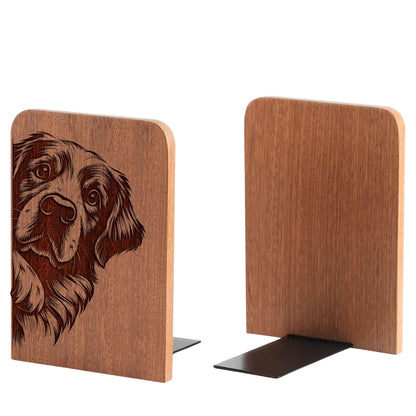 INNObeta Decorative Wooden Book Ends, Animal Bookends, Heavy Duty Bookends for Shelves Unique Design(1 Pair, 4.72x6.69 Inches) - GRPeek