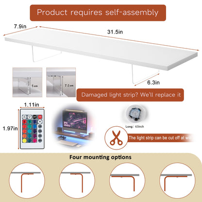 LA QUEENIE Monitor Stand Riser,Wood & Acrylic Computer Monitor Stand with LED Light,Desk Accessories Desktop Organizer Stand for Computer,Laptop,Printer,PC & TV Screen Riser