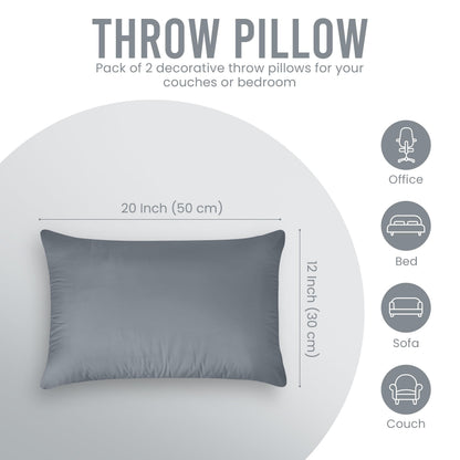 Utopia Bedding Throw Pillows (Pack of 2, White), 12 x 20 Inches Indoor Decorative Pillow Insert for Sofa, Bed and Couch