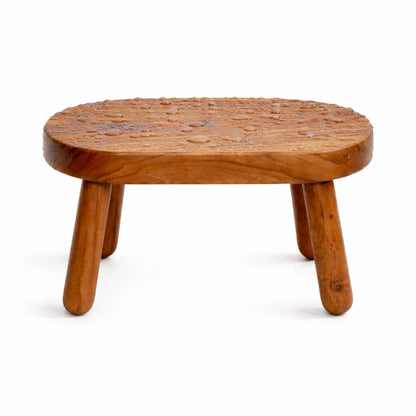 Teak Step Stool Heavy Duty Wooden Stepping Stools for Adults Kids with 4 Legs,Bed Steps for High Beds