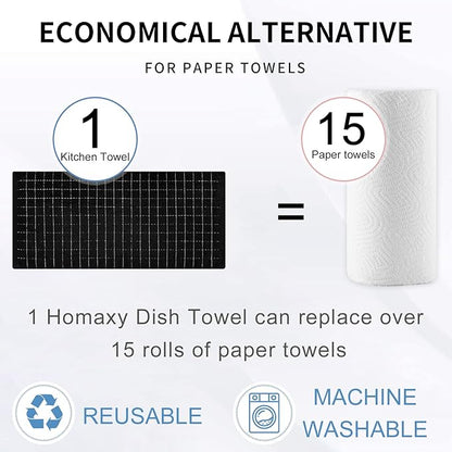 Homaxy 100% Cotton Terry Kitchen Towels, Checkered Designed, Soft and Super