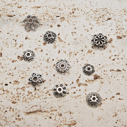 INSPIRELLE 450 Pieces Antique Silver Bead Caps Metal Alloy Filigree Flower Cup Shape Bead for Bracelet Necklace Earring Jewelry Making