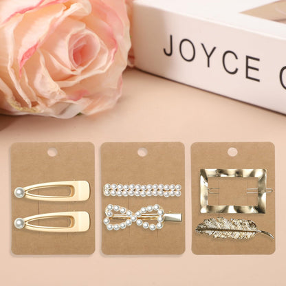 uxcell 100 Pcs Hair Clip Display Cards, Paper Cardboard Hair Bow Holder Jewelry Paper Earring Packaging Cards for Selling Small Business Jewelry Making Hair Barrettes, Brown