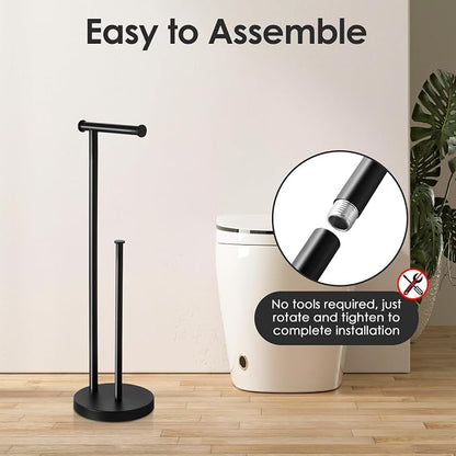Toilet Paper Holder Stand, Bathroom Toilet Papers Stand with Large Reserve, Rustproof & Anti-Corrosion Free Standing Toilet Paper Holders, Non Tipping Toilet Paper Holder Free Standing with Thick Base