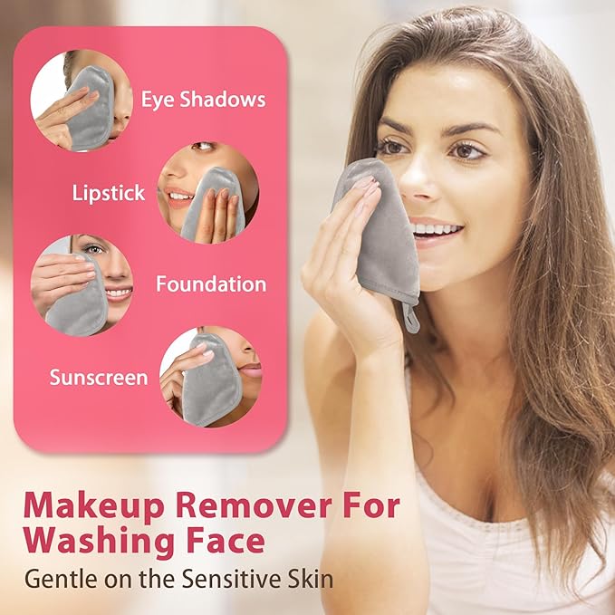 Makeup Remover Cloth, 12 Pack Makeup Remover Pads Microfiber Face Washcloth