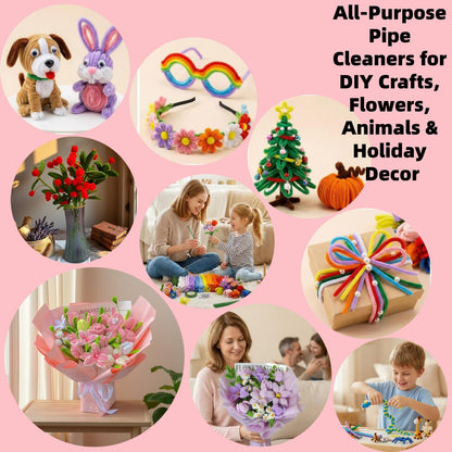 zoqdtu Bulk Pipe Cleaners 500 Pack, Pipe Cleaners Craft & Flower Kits, 13 Color Chenille Stems 12" x7mm, DIY Floral Craft Supplies for Adults Teens Ages 14+