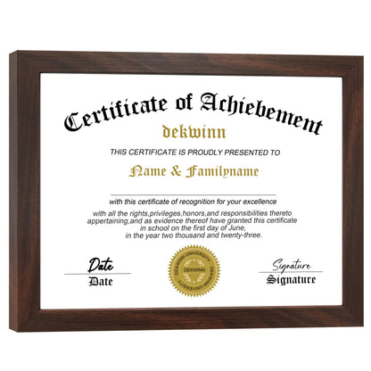 DEKWINN,8.5x11 Diploma Frame,1 Pack Certificate Document Frame with High Definition Glass,Picture Frame for Wall and Tabletop Display in Walnut