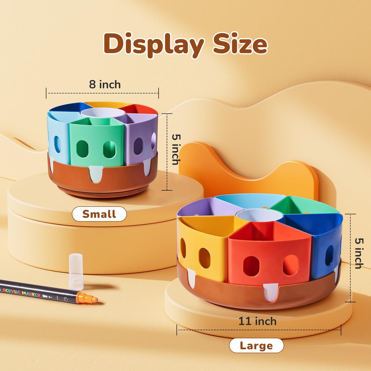 GAMENOTE Rotating Art Supplies Organizer - Lazy Susan Office School Supply for Kids Desk Organization and Storage Homeschool Craft Caddy Classroom Organization (Large)