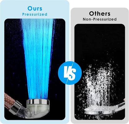 Vacto LED Handheld Shower Head Set with Filtration, Automatic 7-color Changing Shower Head Kit, Water Saving Showerheads with Filtration Beads, High Pressure Handheld Shower Head (No Hose and Bracket)
