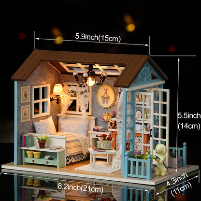 DIY Miniature Dollhouse Kit Realistic Mini 3D Wooden Mini Doll House Room with Furniture LED Lights Christmas Decoration Birthday Gift for Teens Adults (Forest time)